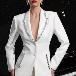 Slim Fit Rhinestone Lapel Blazer